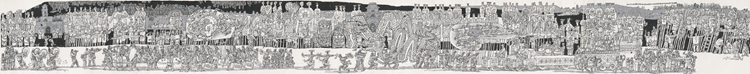 杨晓阳《丝绸之路——甘肃苦水社火》129cm×1308cm 国画.jpg “一带一路”国际美术工程作品展在京展出