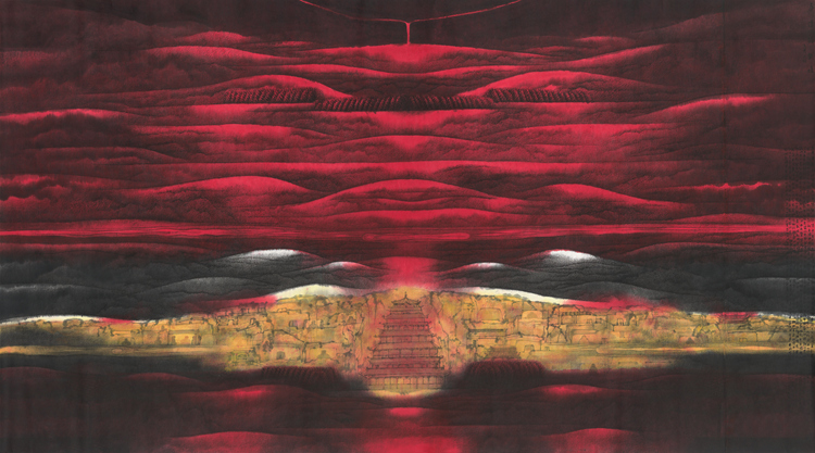 卢禹舜—永远的敦煌191cm×349cm 国画.jpg “一带一路”国际美术工程作品展在京展出