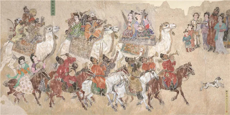杨力舟 悠悠丝路行 国画 198.2cm×397.6cm.jpg “一带一路”国际美术工程作品展在京展出