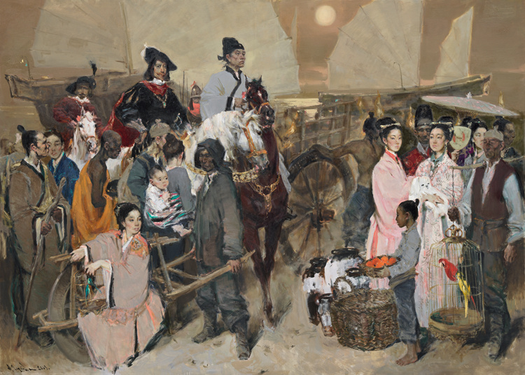 乌克兰Mykhailo Guida米哈伊·顾依达《丝绸之路——无界》油画 240cm×200cm 海外作品.jpg “一带一路”国际美术工程作品展在京展出