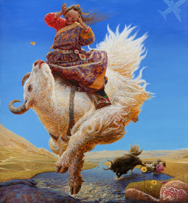 06王沂光《报春》 油画 140cm×130cm 2016.jpg 万古雪域开新篇——庆祝西藏和平解放70周年美术摄影展在京开幕