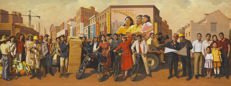 101-《美好生活奔小康》-陆琦、靳庆金-油画-300 cm×800 cm .jpg “不忘初心 牢记使命——庆祝中国共产党成立100周年美术作品展览”作品赏析(四)