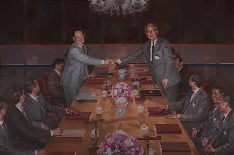 123-《共识——汪辜会谈》-王力克、马蕾、李洋-油画-280 cm×420 cm .jpg “不忘初心 牢记使命——庆祝中国共产党成立100周年美术作品展览”作品赏析(四)