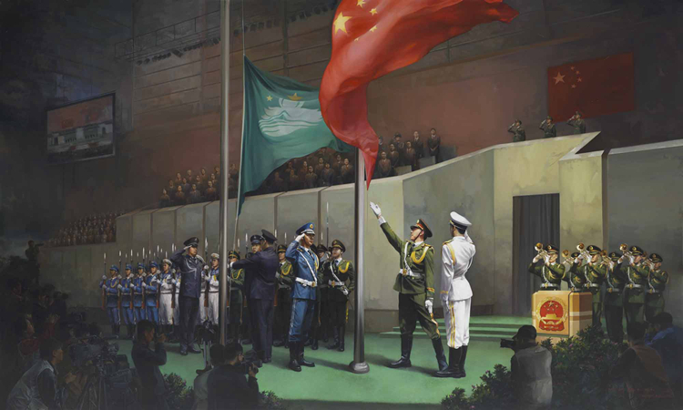 128-《澳门回归祖国》-及云辉、张贯一、李鹏鹏、陈旭、王腾-油画-300 cm×500 cm .jpg “不忘初心 牢记使命——庆祝中国共产党成立100周年美术作品展览”作品赏析(四)