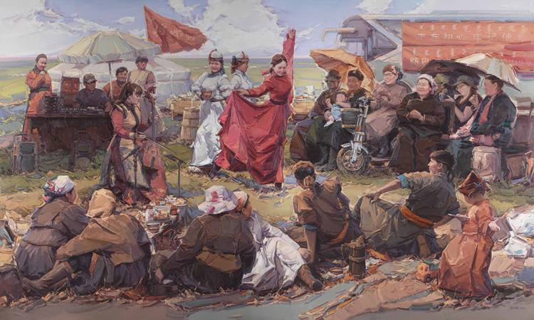 209(非选题号)《草原上的乌兰牧骑》-张可扬-油画-300 cm×500 cm.jpg 徐里:弘扬伟大建党精神 推动新时代中国美术事业高质量发展——习近平总书记“七一”重要讲话学习体会