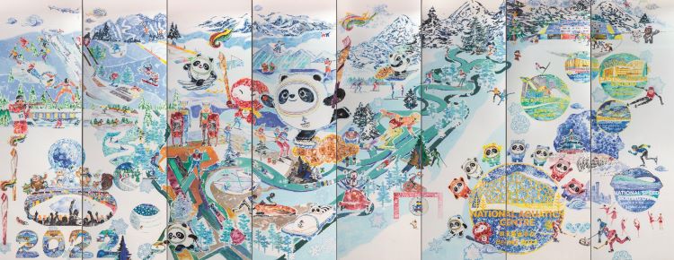 张湸《一起向未来——2022北京冬奥会欢迎您》.jpg “生命之光”第九届北京双年展在京开幕——117个国家和地区美术家为北京冬奥和国际抗疫谱写生命赞歌