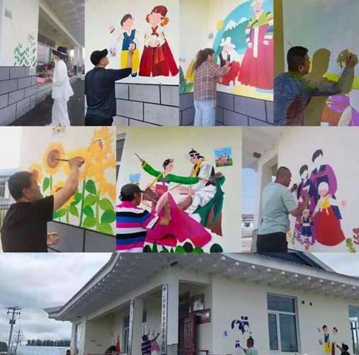 吉林省美术家协会走进珲春市马川子乡 南山村开展彩绘活动