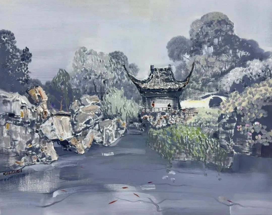 徐波　「春の息吹」 油彩　P15号　中国美術家協会　中国遼寧省　三越個展10回 秘境之旅——徐里油画艺术作品展在日本东京隆重举行| 中国书画展赛网