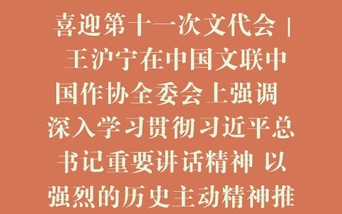 喜迎第十一次文代会｜ 王沪宁在中国文联中国作协全委会上强调 深入学习贯彻习近平总书记重要讲话精神 以强烈的历史主动精神推动文艺繁荣发展