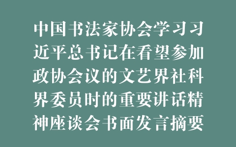 中国书法家协会学习习近平总书记在看望参加政协会议的文艺界社科界委员时的重要讲话精神座谈会书面发言摘要