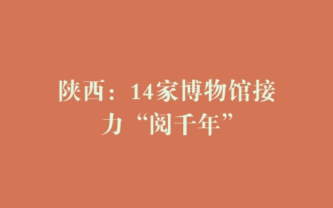 陕西：14家博物馆接力“阅千年”