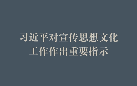 习近平对宣传思想文化工作作出重要指示