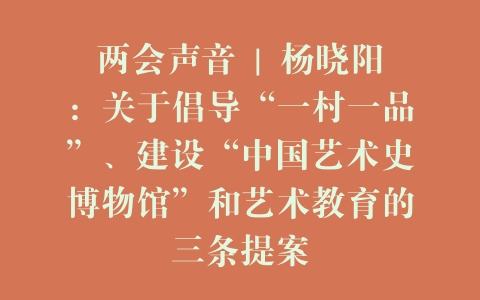 两会声音 | 杨晓阳：关于倡导“一村一品”、建设“中国艺术史博物馆”和艺术教育的三条提案