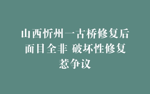 山西忻州一古桥修复后面目全非 破坏性修复惹争议