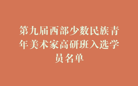 第九届西部少数民族青年美术家高研班入选学员名单