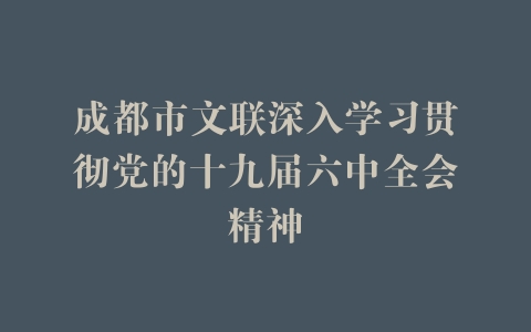成都市文联深入学习贯彻党的十九届六中全会精神