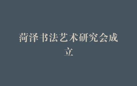 菏泽书法艺术研究会成立