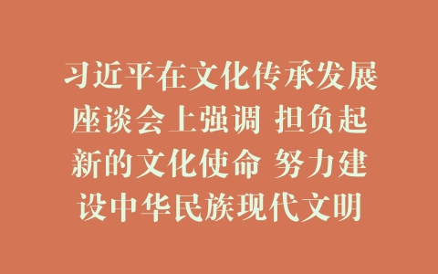 习近平在文化传承发展座谈会上强调 担负起新的文化使命 努力建设中华民族现代文明