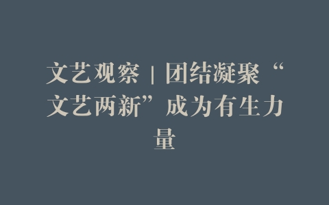 文艺观察｜团结凝聚“文艺两新”成为有生力量