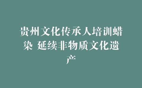 贵州文化传承人培训蜡染 延续非物质文化遗产