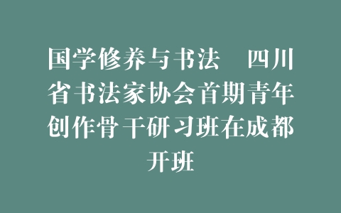 国学修养与书法•四川省书法家协会首期青年创作骨干研习班在成都开班