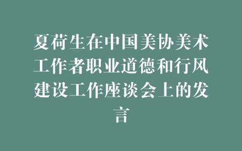 夏荷生在中国美协美术工作者职业道德和行风建设工作座谈会上的发言