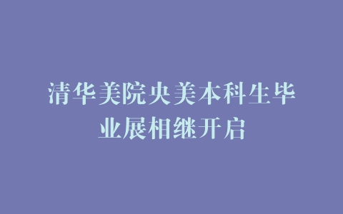 清华美院央美本科生毕业展相继开启
