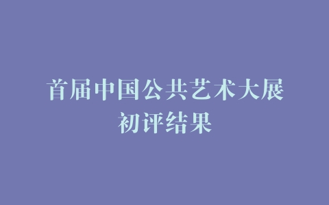 首届中国公共艺术大展初评结果