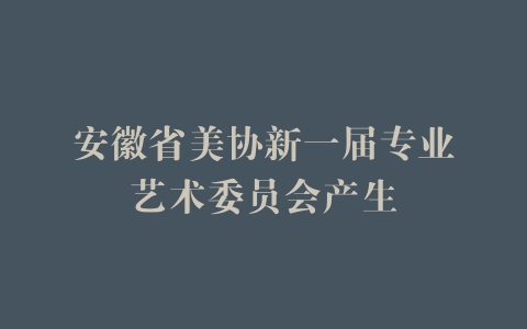 安徽省美协新一届专业艺术委员会产生