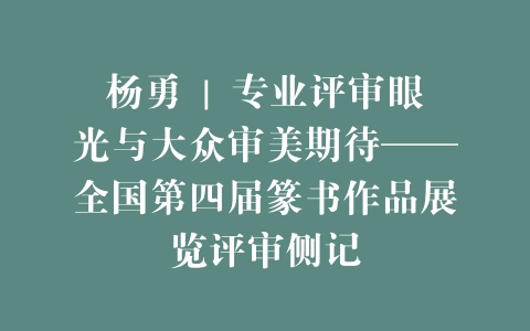 杨勇 | 专业评审眼光与大众审美期待——全国第四届篆书作品展览评审侧记